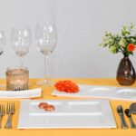 Assiette rectangulaire plate avec trois compartiments ovales