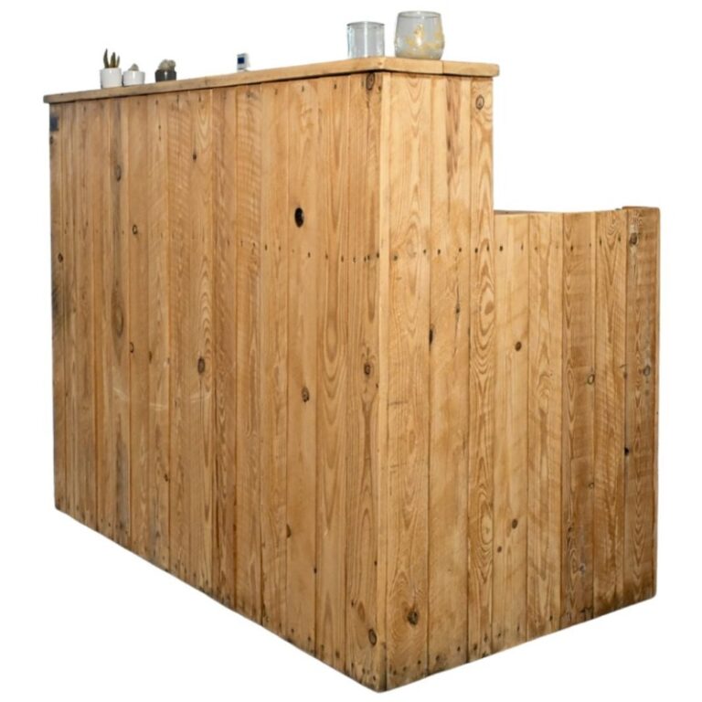 Bar En Bois Style Art Déco Blanc, Plateau Carrelage Amovible, 120x40 Cm, Fait Main